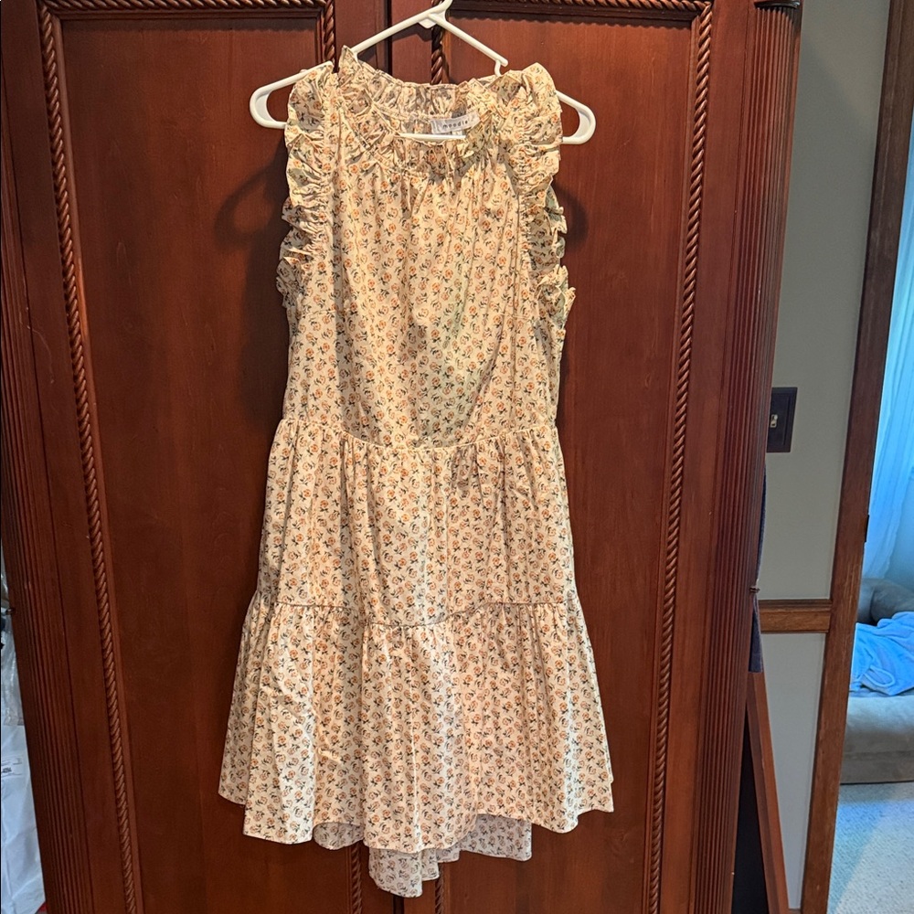 moodie Cream Floral Ruffle Swing Dress